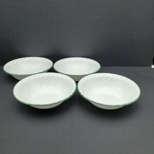 Corelle Callaway Soup Cereal Bowls Corning White Swirl Green Rim Soup Bowls